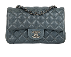 Mini Rectangular Flap, Caviar, Metallic Grey, 20508420(2014/15),B/DB/AC,2*